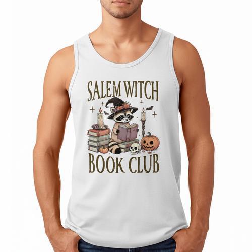 Salem Witch Book Club Raccoon Reading Men Tank Top - Bookorys CA