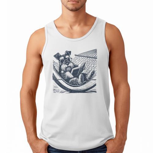 Schnauzer Hammock Reading Book Schnauzer Glasses Men Tank Top - Bookorys