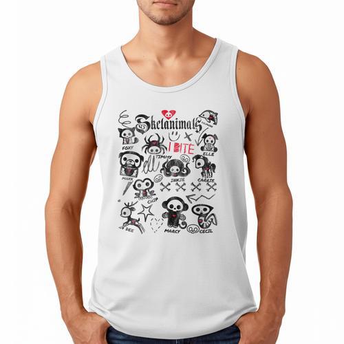 Skelanimals I Bite Vintage Retro Dead Pet Textbook Collage Men Tank Top - Bookorys DE