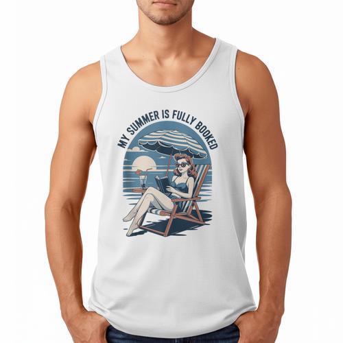 My Summer Is Fully Booked Fun Girls Summer Book Lovers Men Tank Top - Bookorys