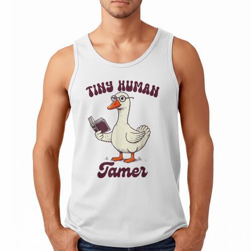 Teacher Silly Goose Reading Book Teaching Tiny Human Tamer Men Tank Top - Bookorys