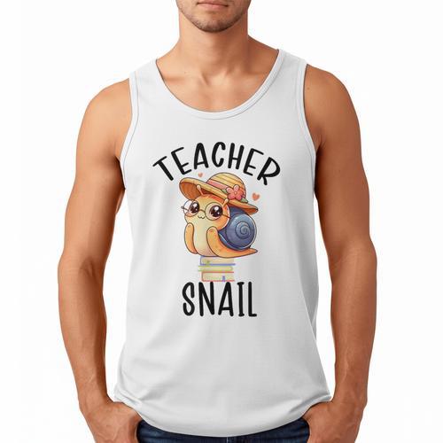 Teacher Snail With Glasses On Books Cute Pre-K Kindergarten Men Tank Top - Bookorys
