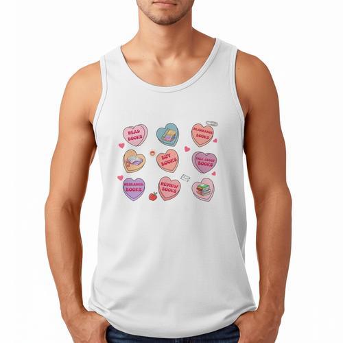 Things I Do On Valentines's Day Book Lover Candy Heart Men Tank Top - Bookorys