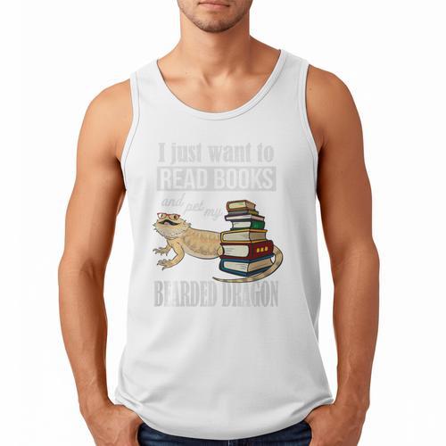 Tiny Dinosaur Read Books & Pet My Bearded Dragon Lover Premium Tri-Blend Men Tank Top - Bookorys