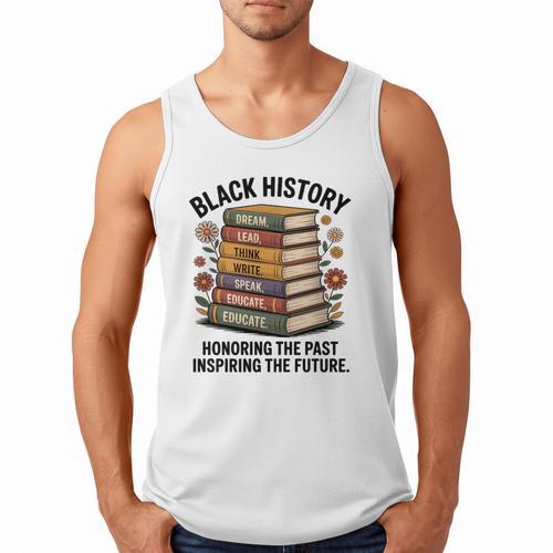 History Month Teacher Reading Book Lover Floral Stack Premium Tri-Blend Men Tank Top - Bookorys