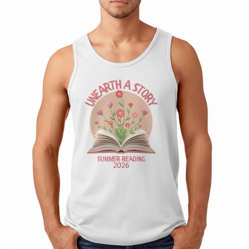 Unearth a Story 2026 Summer Reading Program Flowers Book Premium Tri-Blend Men Tank Top - Bookorys