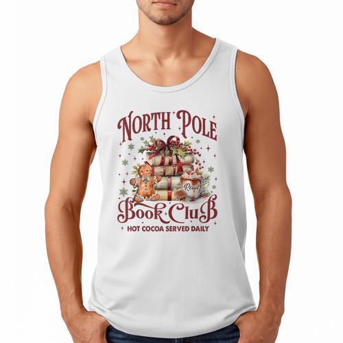 Vintage Retro North Pole Book Club Hot Cocoa Men Tank Top - Bookorys