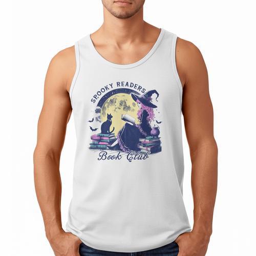 Vintage Sexy Witch Spooky Readers Book Lover Club Halloween Men Tank Top - Bookorys
