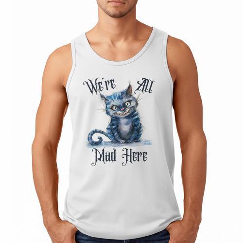 We'Re All Mad Here Cheshire Cat Alice Wonderland Book Kids Men Tank Top - Bookorys CA