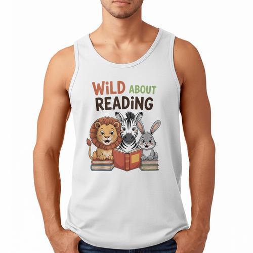 Wild About Reading Zoo Animals For Bookworm Book Reader Men Tank Top - Bookorys CA
