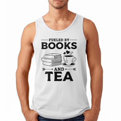 Women's Fueled By Books And Tea Book Lover Bookworm Reading Books Men Tank Top - Bookorys
