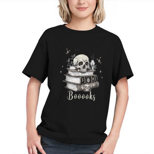 Boo Skeleton Skull Books Halloween Women School Teacher Kid Graphic Youth - Bookorys