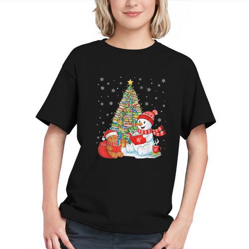 Book Christmas Tree Bookworm Gingerbread Man Snowman Reading Graphic Youth - Bookorys CA