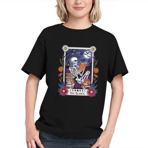 Book Lover Tarot Card The Reader Mystic Skeleton Graphic Youth - Bookorys