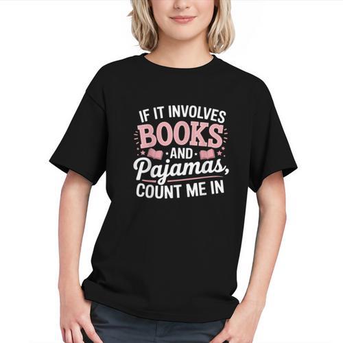 Book And Pajamas Humorous Book Lover Reading Bedtime Graphic Youth - Bookorys