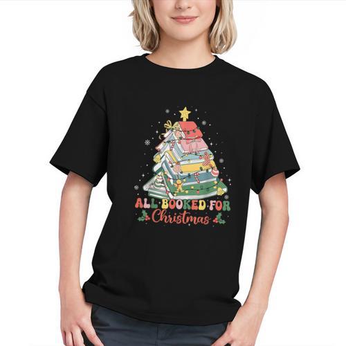 All Booked For Christmas Book Lovers Xmas Tree Lights Graphic Youth - Bookorys