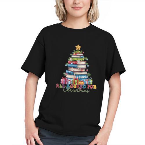 All Booked For Christmas Teacher Reading Student Bookworm Graphic Youth - Bookorys