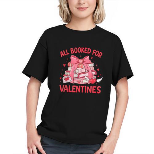 All Booked For Valentine Bow Books Lover Teacher Girl Women Graphic Youth - Bookorys UK