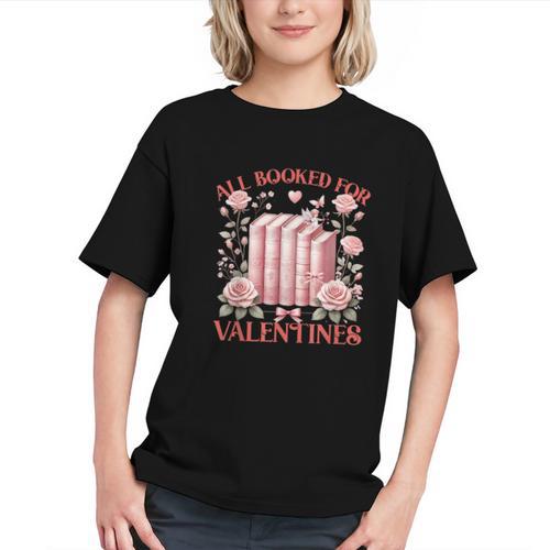 All Booked For Valentines Shirt Romantic Cupid Roses Books Graphic Youth - Bookorys AU