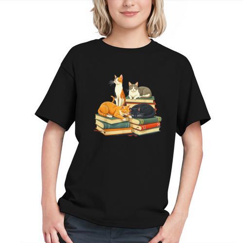 Bookish Cat Lover Cute Reading Squad Books & Kittens Love Graphic Youth - Bookorys
