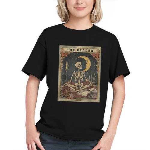 Books Lover Book Novels Reading Halloween Costumes Cottagecore Skeleton Aesthetic Tarot Card The Reader Graphic Graphic Youth - Bookorys AU