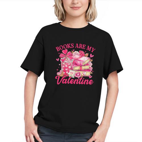 Books Are My Valentine Book Lover Heart Matching Party Graphic Youth - Bookorys