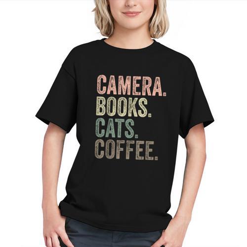 Camera Books Cats And Coffee Lover Photography Men Women Graphic Youth - Bookorys AU
