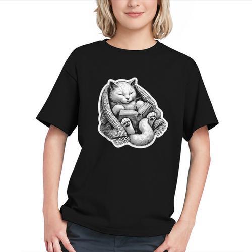 Cat Book Worm Reading Cottagecore Art Graphic Youth - Bookorys AU