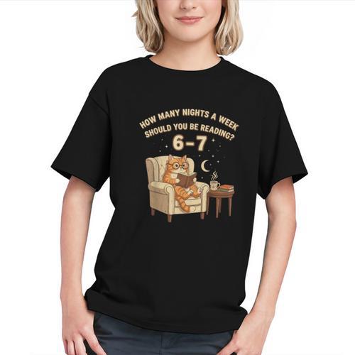 Cat Reading 6-7 Meme English Teacher Book Lover Humor Graphic Youth - Bookorys