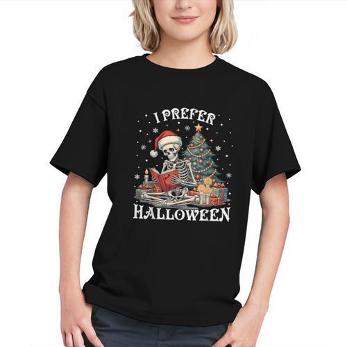 Christmas Outfit I Prefer Halloween Book Reading Skeleton Graphic Youth - Bookorys AU
