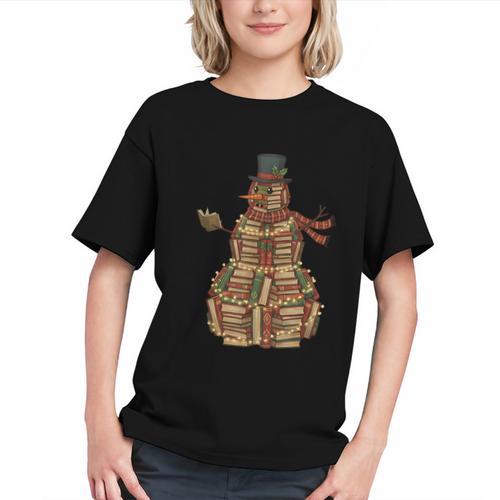 Christmas Snowman Made Of Books Holiday Reading Xmas Graphic Youth - Bookorys