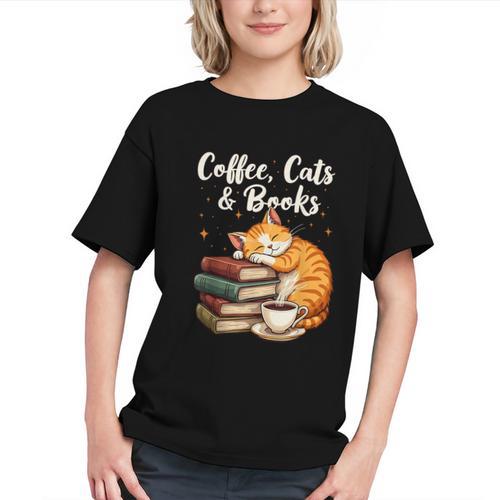 Coffee Cats & Books Lover For Women & Girls Coffee Graphic Youth - Bookorys DE