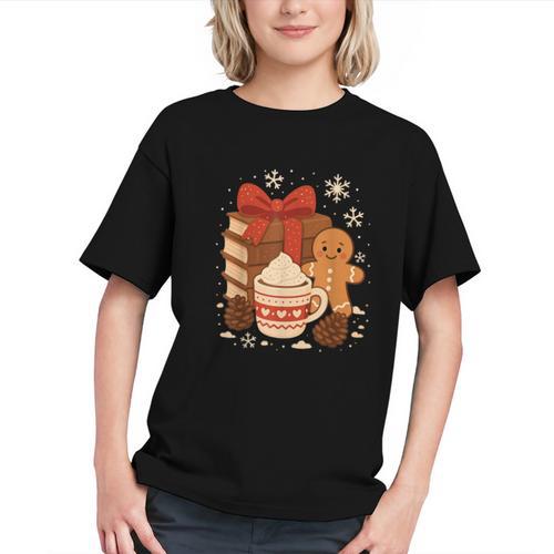 Cute Christmas Books Gingerbread Xmas Book Lover Teacher Graphic Youth - Bookorys CA