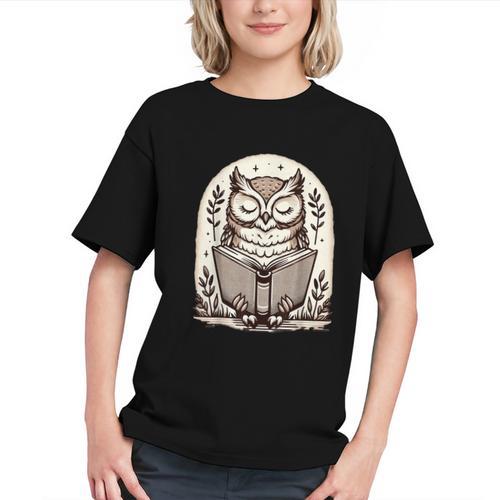 Cute Cottagecore Aesthetic Owl Reading Book Graphic Youth - Bookorys