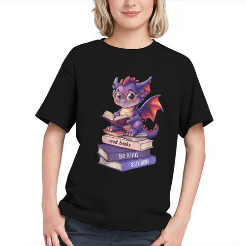 Cute Dragon Read Books Be Kind Stay Weird Book Lover Graphic Youth - Bookorys CA
