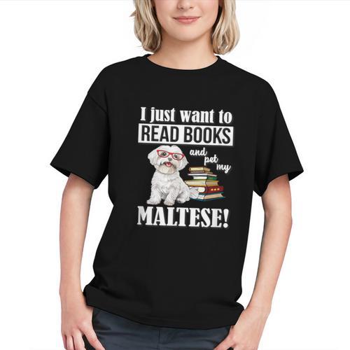 Cute Glasses Read Books & Pet My Maltese Lover Graphic Youth - Bookorys