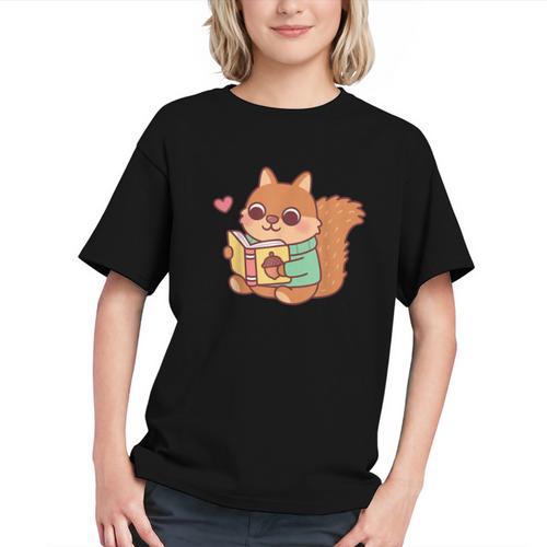 Cute Squirrel Reading A Book Lovers Anime Kawaii Women Kids Graphic Youth - Bookorys