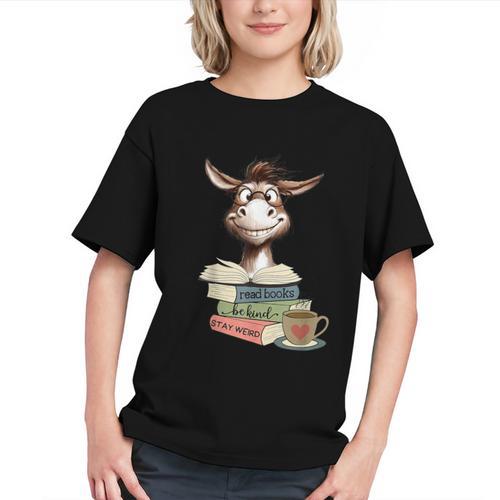 Donkey Reading Book Read Books Be Kind Stay Weird Librarian Graphic Youth - Bookorys CA