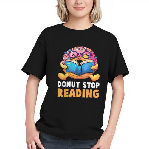 Donut Stop Reading Cute Book Reader Bookworm Donut Day Graphic Youth - Bookorys