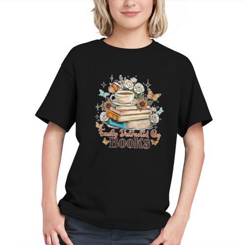 Easily Distracted By Books Book Wildflowers Book Lovers Graphic Youth - Bookorys