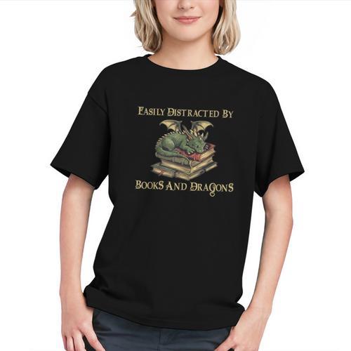 Easily Distracted By Books And Dragons Graphic Graphic Youth - Bookorys