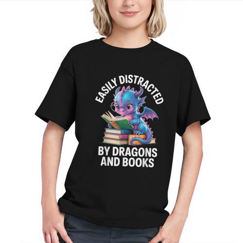 Easily Distracted By Dragons And Books Graphic Youth - Bookorys