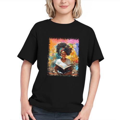 Educated Afro Girl Reading Book Lover History Month Graphic Youth - Bookorys