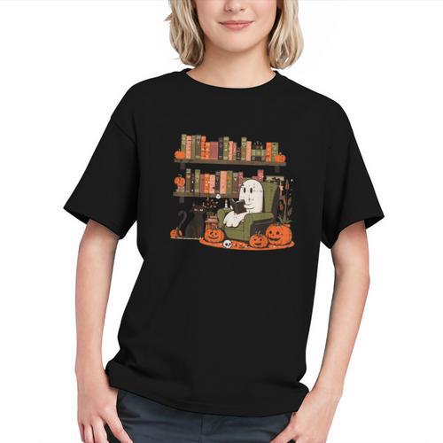 Ghost Library Reading Books Halloween Men Women Kids Graphic Youth - Bookorys CA