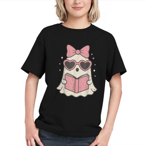 Ghost Reading Book Halloween Cat Lover Graphic Youth - Bookorys AU