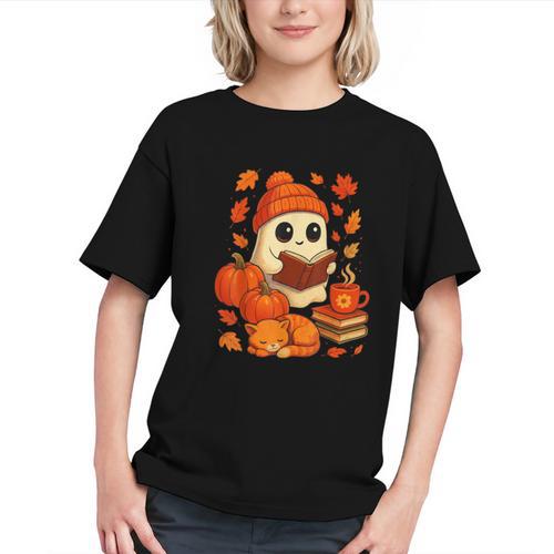 Ghost Reading Book Lovers Autumn Fall Halloween Graphic Youth - Bookorys CA