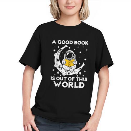 Good Book Is Out Of This World Astronaut Moon Space Reading Graphic Youth - Bookorys