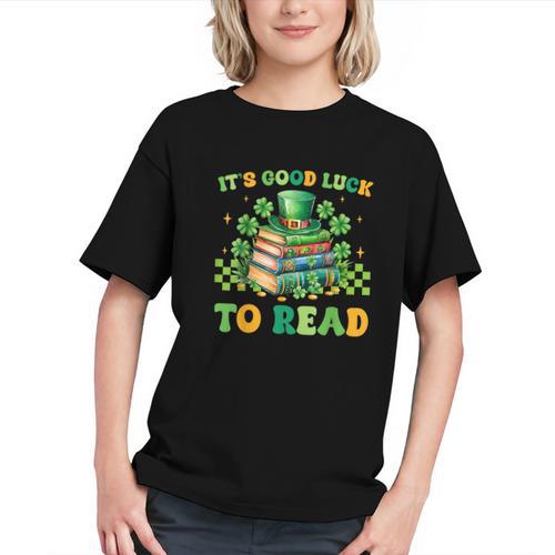 Goods Luck Read Librarian Book Patrick Days Shamrock Clover Graphic Youth - Bookorys DE