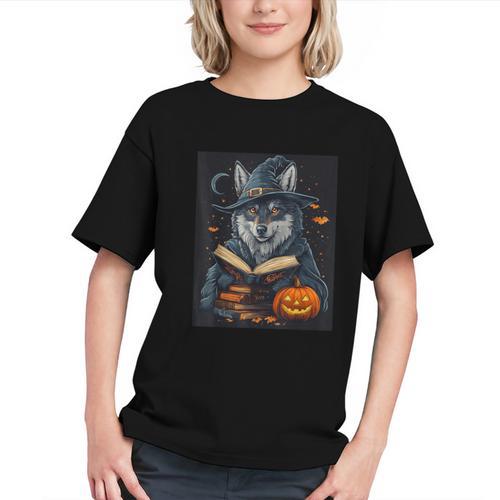 Halloween Girls Boys Cute Wolf Book Pumpkin Kids Halloween Graphic Youth - Bookorys UK