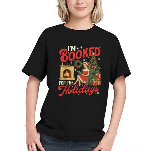 I'm Booked For The Holidays Christmas Reading Bookworm Xmas Graphic Youth - Bookorys